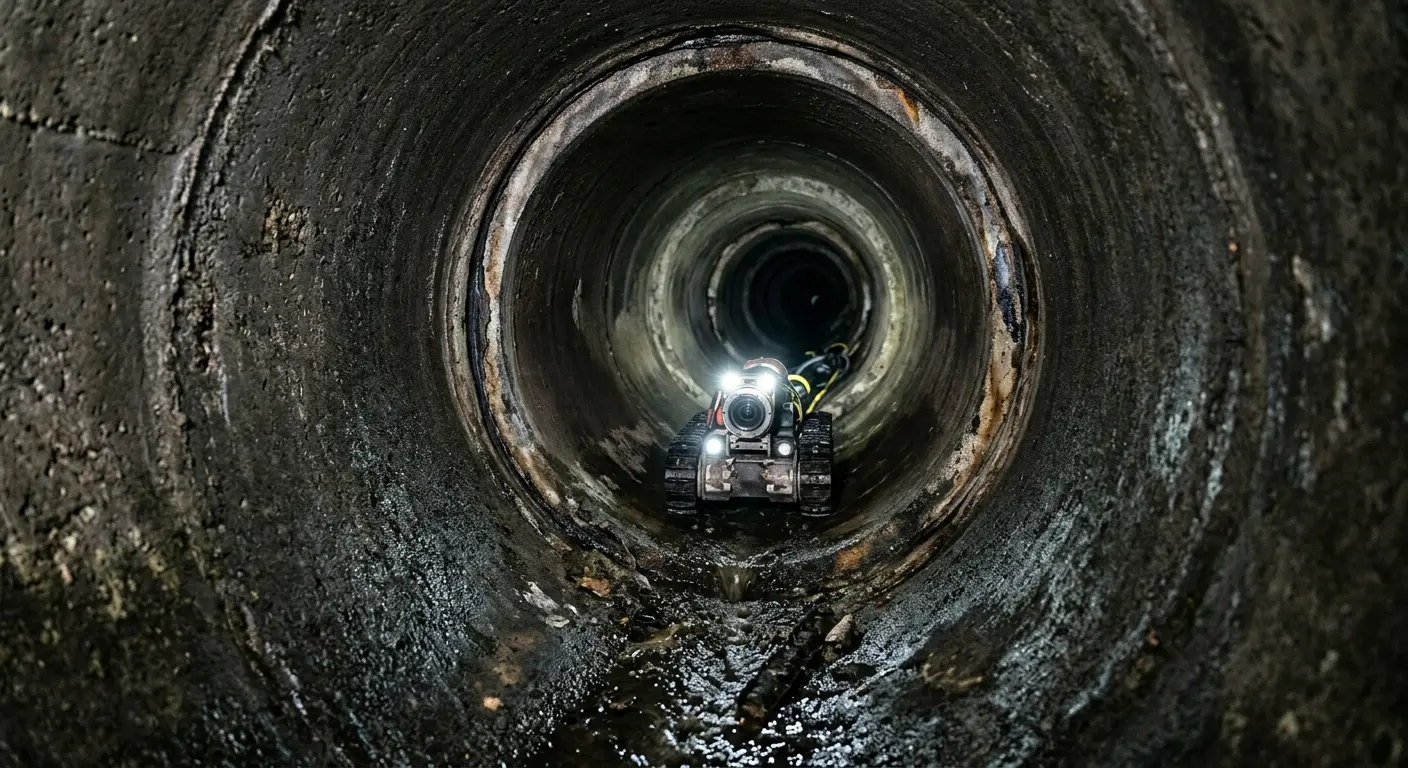 Robotic sewer camera inspecting pipe interior for Sewer Line Cleaning in Antwerp